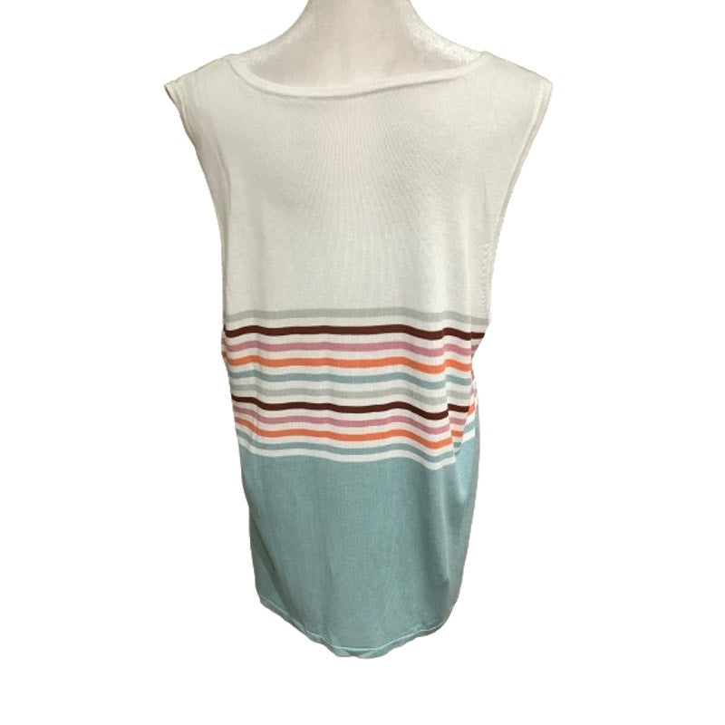 Boutique Sleeveless Layering Knit Tank Pastels Striped Flowy Lightweight