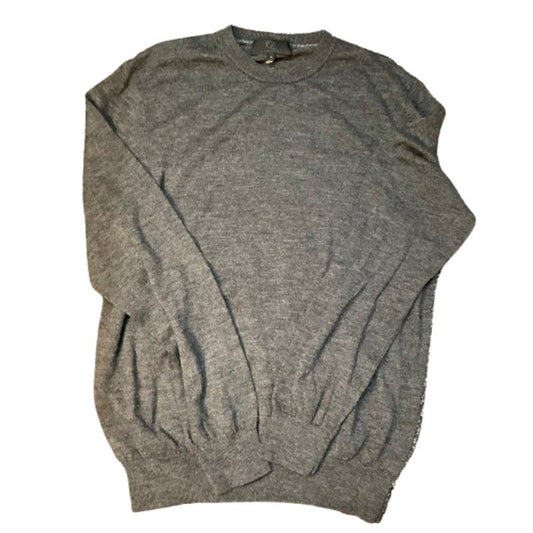 Qi New York Men's Grey 100% Wool Sweater - Size L - Minimalist, Cozy, Preppy