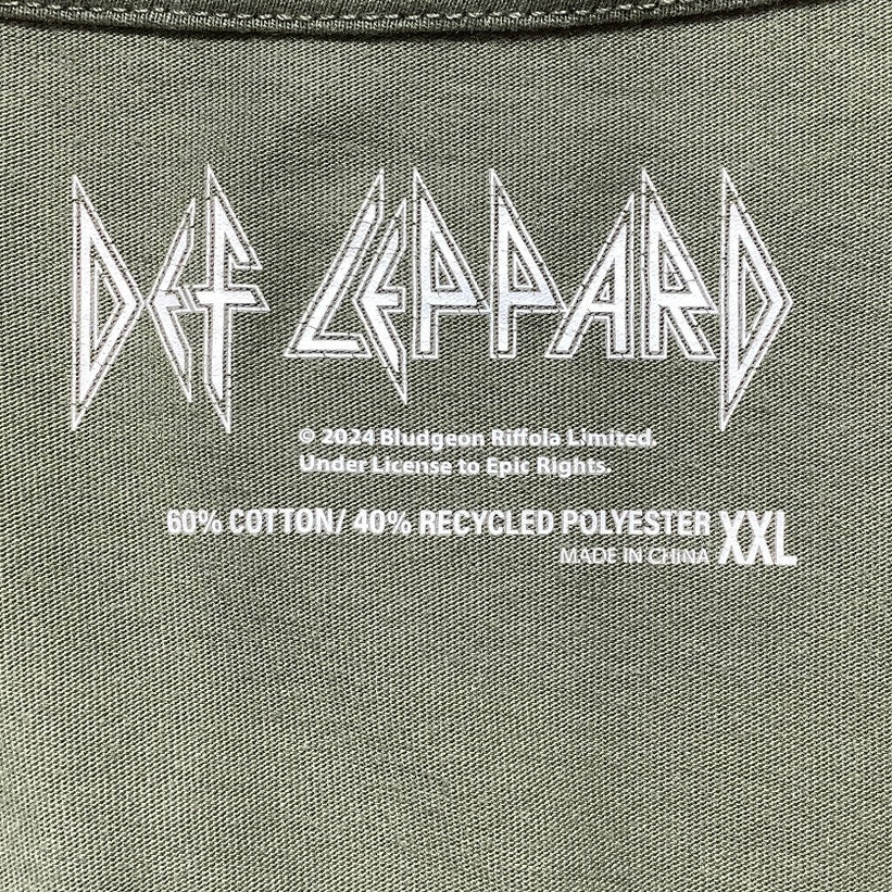 Def Leppard Men’s T-Shirt Size XXL – Olive Green, Band Tee, Graphic Print