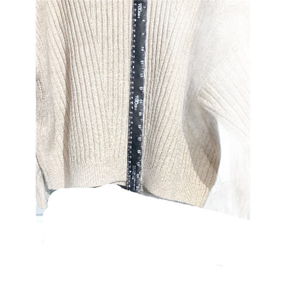 UGG Women's Medium Cream 100% Cotton Knit Cowl Neck Sweater Short Sleeve