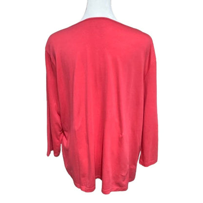 Talbots Pink Women's Long Sleeve Top -2X, Boho, Casual, Embellished, Comfortable