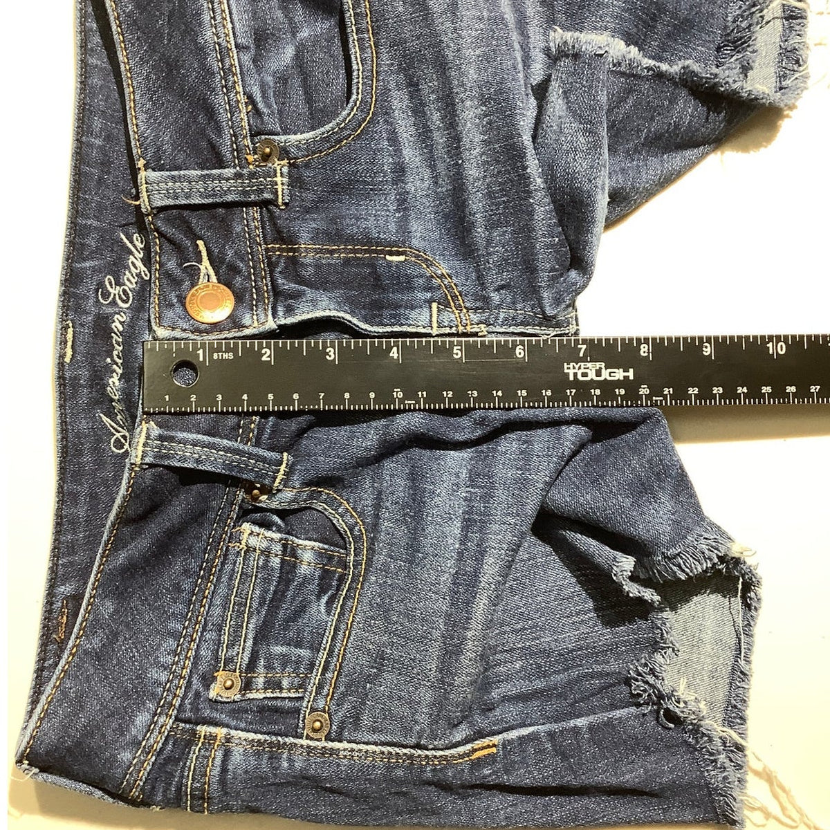 American Eagle Women's 2 Dark Wash Distressed Frayed Cutoff Denim Shorts