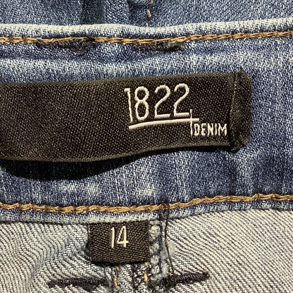 1822 Denim Blue Distressed Raw Hem Jeans Women’s 14 — Y2K, Casual, Edgy