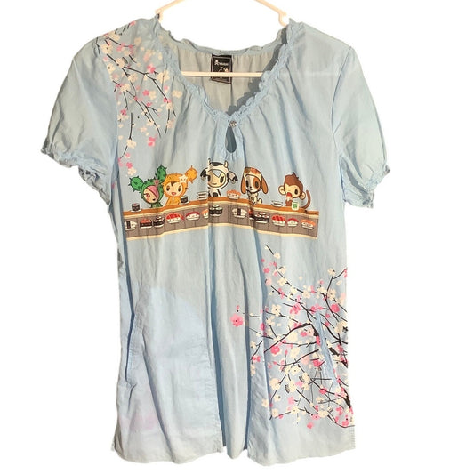 Tokidoki Koi Briana Sushi Scrub Top Women’s Size M — Nursing, Medical, Graphic
