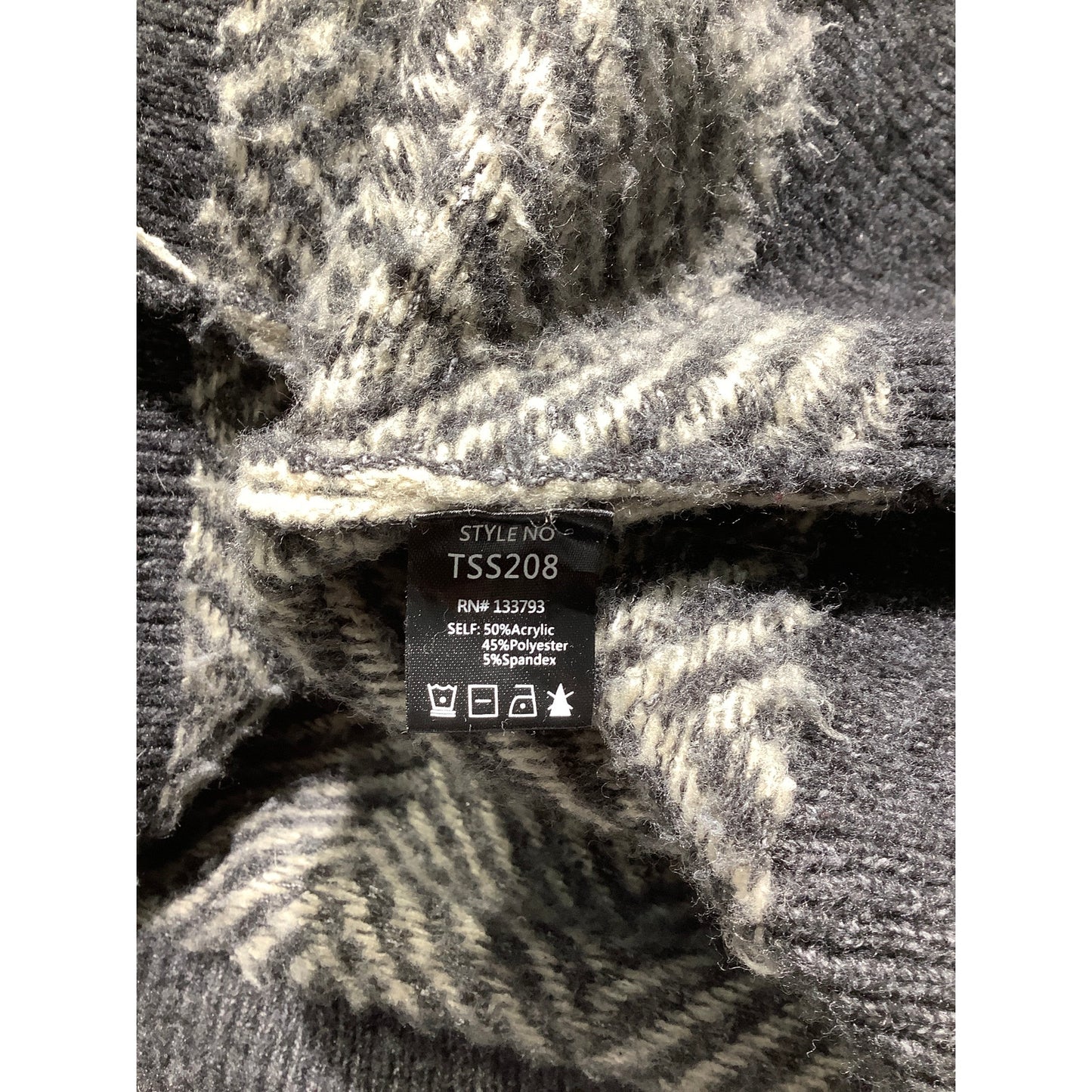 POL Gray White Chevron V-Neck Hoodie Women Small — Cozy, Boho, Oversized