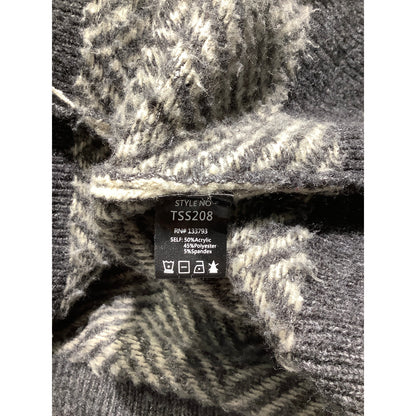 POL Gray White Chevron V-Neck Hoodie Women Small — Cozy, Boho, Oversized