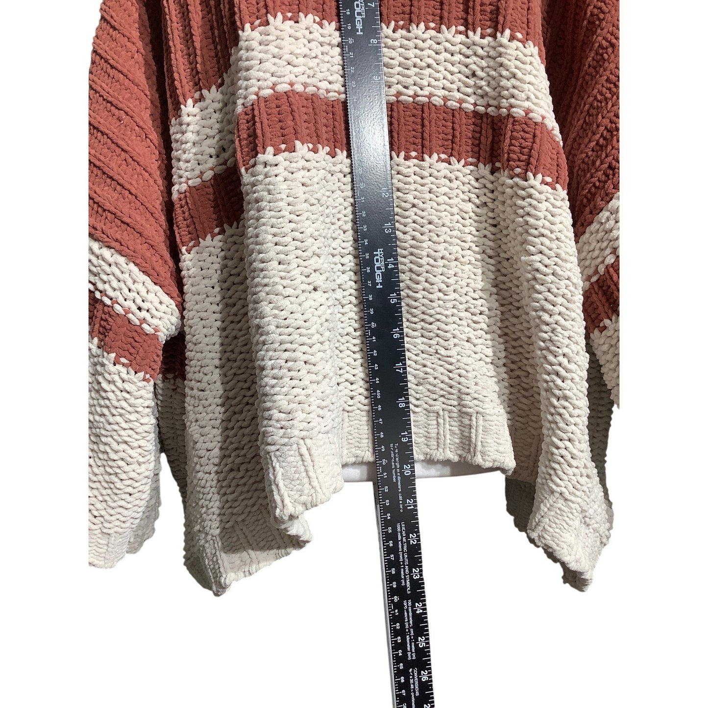 POL Oversized Knit Hoodie Sweater Women S/M — Chunky, Colorblock, Boho