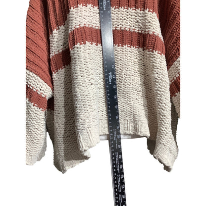 POL Oversized Knit Hoodie Sweater Women S/M — Chunky, Colorblock, Boho