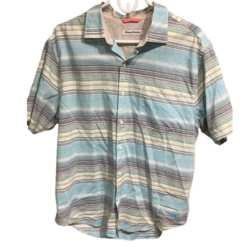 Tommy Bahama Striped Cotton Button-Up Shirt Large – Coastal, Casual, Relaxed