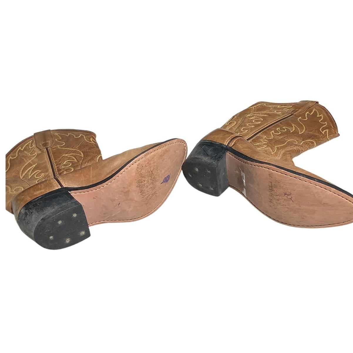 Old West Brown Leather Cowboy Boots Child Size 7.5 — Western, Rodeo, Classic