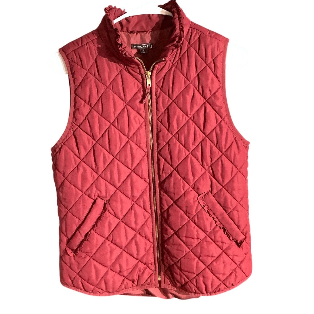 J.Crew Mercantile Maroon Quilted Vest Women’s S — Preppy, Cozy, Ruffle