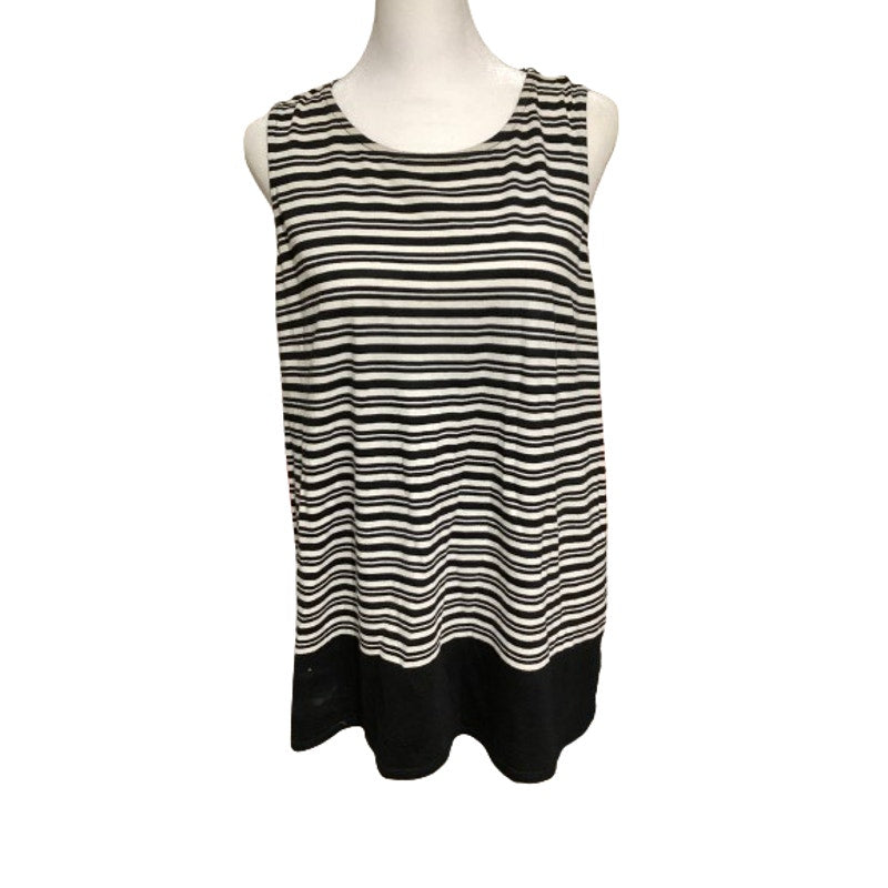 J.Jill Petite Sleeveless Striped Top, Black and White Sz M Office Relaxed Summer