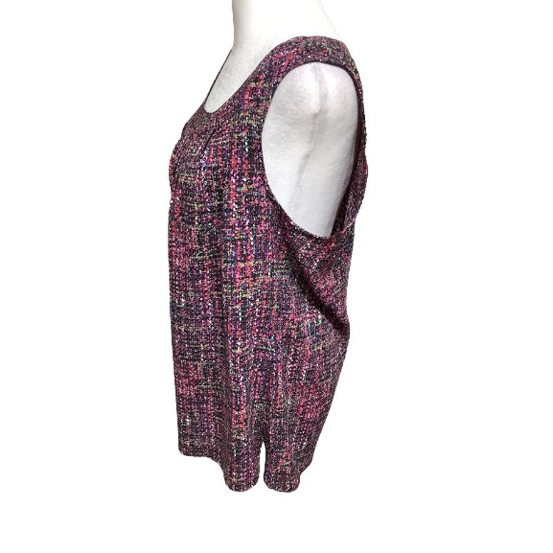 Talbots Multicolor Tweed Print Sleeveless Top, Size 12, Preppy, Vibrant, Classic