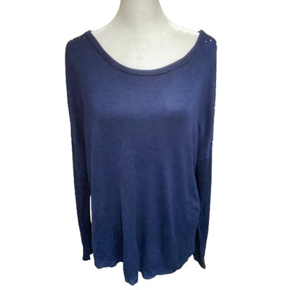 Roz & Ali Blue Sweater Beaded Sparkles Shimmery Sz L - Minimalist, Cozy, Casual