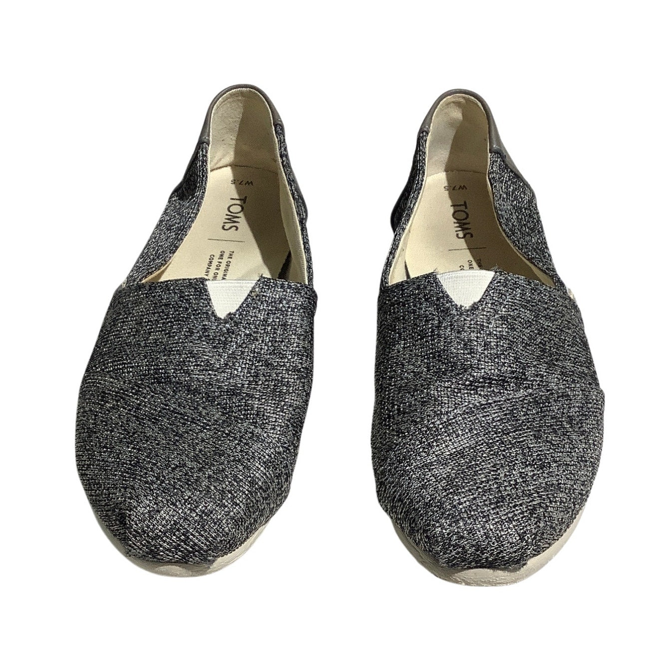 TOMS Gray Black Alpargata Slip-On Shoes Women 7.5 — Casual, Comfort, Everyday