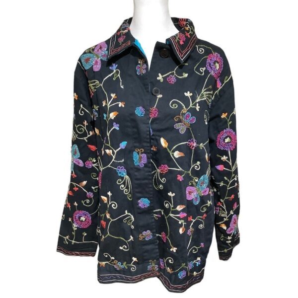 Daniel K Women Embroidered Floral Jacket Sz XL Art to Wear Fairy Artsy Eclectic