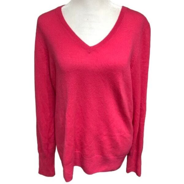 Only Mine Pink Wool Cashmere Sweater XL V-Neck, Soft, Cozy