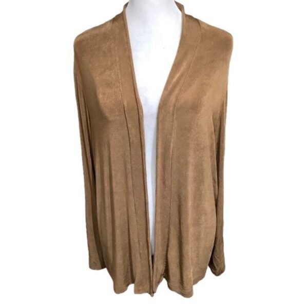 Chico's Travelers Brown Open Cardigan, Size 2 - Boho, Chic, Comfortable